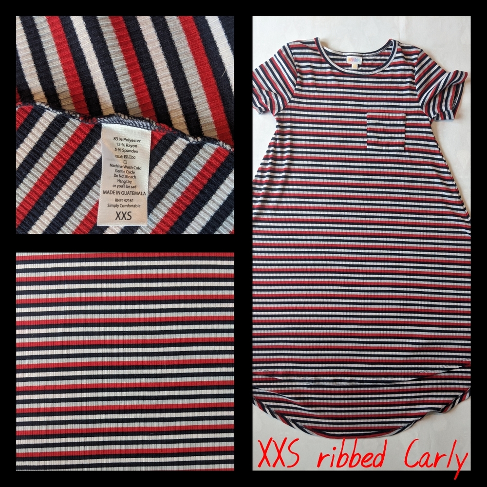 LuLaRoe XXS patriotic ribbed Carly dress